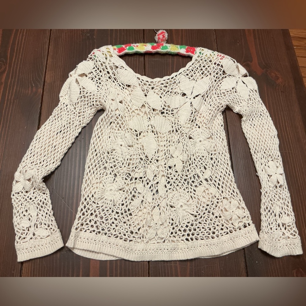 Vintage Crochet Sweater Buttons up the back